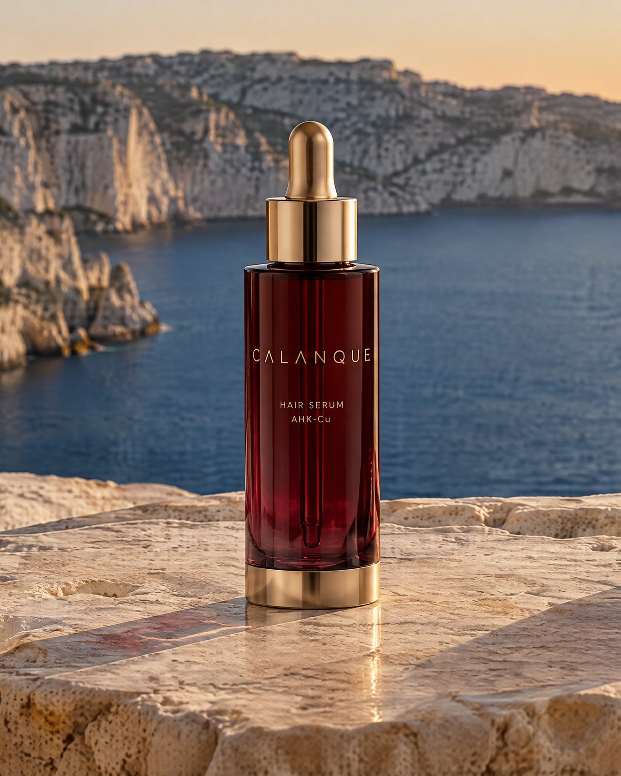 Hair Serum on limestone above a calanque cove